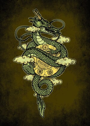 Dragon God: A Mystical Art Print - Premium Wooden Framed Poster. Ready to Hang.