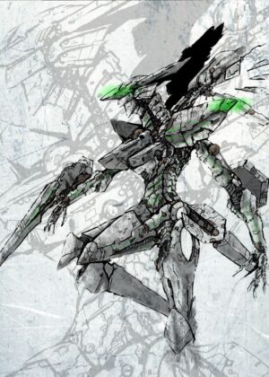Zone of the Enders Jehuty Mech Artwork Print - Premium Wooden Framed Poster. Ready to Hang.