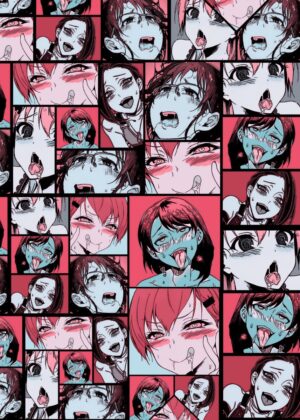 Retro Ahegao Anime Collage Art Print - Premium Wooden Framed Poster. Ready to Hang.