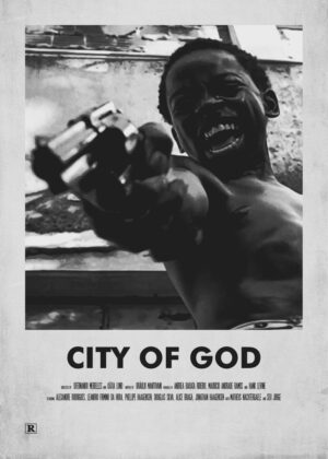 City of God: Dramatic Black and White Film Poster Print - Premium Wooden Framed Poster. Ready to Hang.