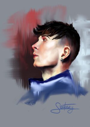 Ren: A Digital Painting by Seatosky - Premium Wooden Framed Poster. Ready to Hang.