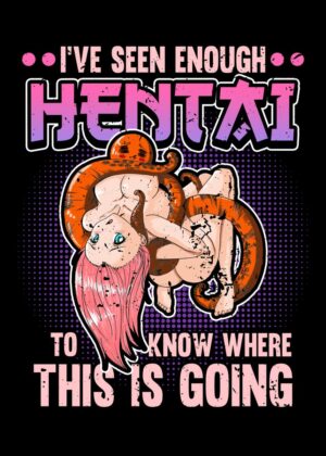 I've Seen Enough Hentai: Anime Girl and Octopus Artwork - Premium Wooden Framed Poster. Ready to Hang.