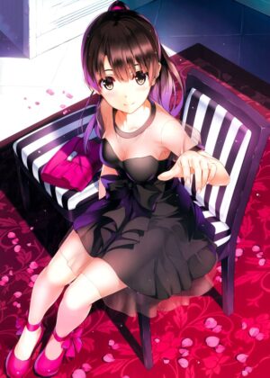Anime Girl in Elegant Dress Artwork - Premium Wooden Framed Poster. Ready to Hang.