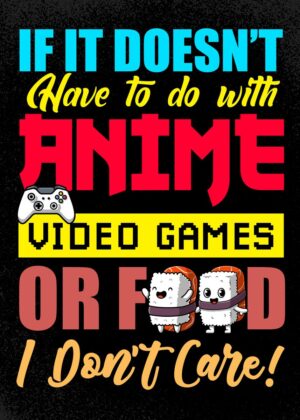 Anime, Video Games, and Food Lover's Design - Premium Wooden Framed Poster. Ready to Hang.