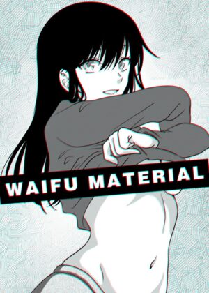 Anime Girl Art Print: Glitch Effect - Premium Wooden Framed Poster. Ready to Hang.