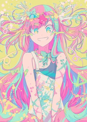 Pastel Dream Girl Art Print - Premium Wooden Framed Poster. Ready to Hang.