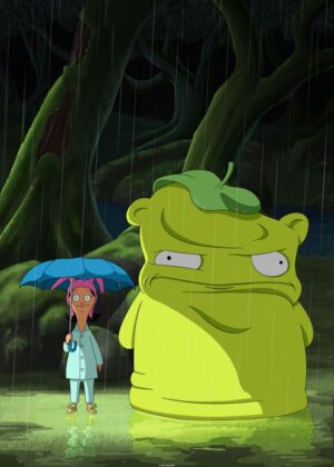 Louise Belcher and Melted Kopi in the Rain - Premium Wooden Framed Poster. Ready to Hang.