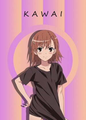 Kawaii Anime Girl Art Print - Premium Wooden Framed Poster. Ready to Hang.