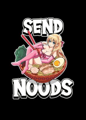 Send Noods Anime Girl Artwork - Premium Wooden Framed Poster. Ready to Hang.