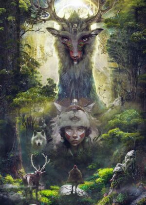 In the Forest of the Gods: A Mystical Journey - Premium Wooden Framed Poster. Ready to Hang.