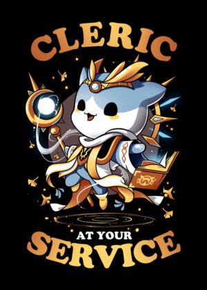 Cute Cleric Anime Character Art Print - Premium Wooden Framed Poster. Ready to Hang.