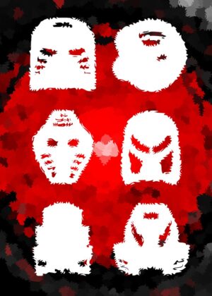 Toa Mata Red: Abstract Art Print - Premium Wooden Framed Poster. Ready to Hang.
