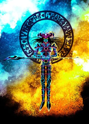 Soul of the Magician: Neon-Cosmic Artwork - Premium Wooden Framed Poster. Ready to Hang.