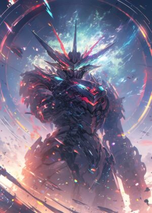 Anime Warrior: Digital Art Print - Premium Wooden Framed Poster. Ready to Hang.