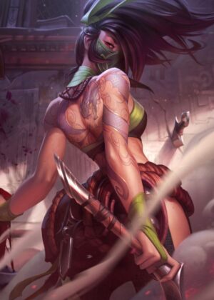 Akali: The Rogue Assassin - Premium Wooden Framed Poster. Ready to Hang.