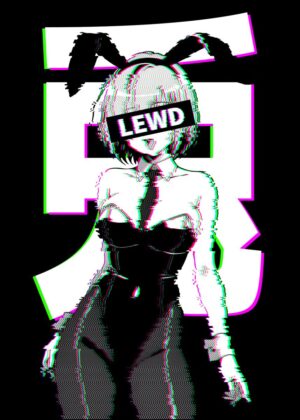 Retro Anime Bunny Girl Glitch Art Print - Premium Wooden Framed Poster. Ready to Hang.