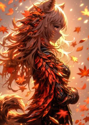Autumnal Enchantment: A Digital Art Print - Premium Wooden Framed Poster. Ready to Hang.