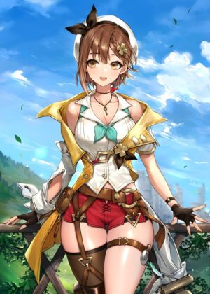 Anime Girl in a Summery Outfit - High-Quality Art Print - Premium Wooden Framed Poster. Ready to Hang.