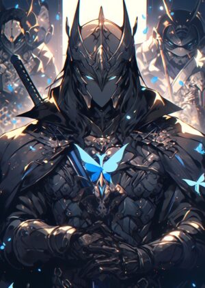 Anime Knight II: Dark Fantasy Art Print - Premium Wooden Framed Poster. Ready to Hang.