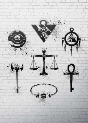 Millennium Items: A Grafitti-Style Artwork - Premium Wooden Framed Poster. Ready to Hang.