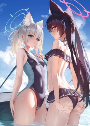 Summertime Anime Girls Art Print - Premium Wooden Framed Poster. Ready to Hang.