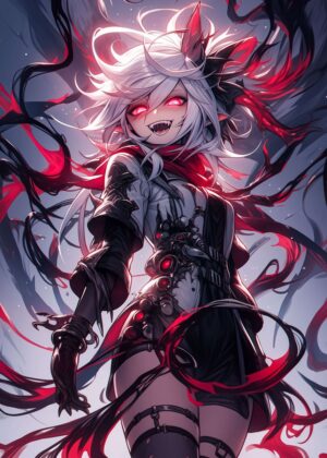 Cyberpunk Anime Girl Art Print - Premium Wooden Framed Poster. Ready to Hang.