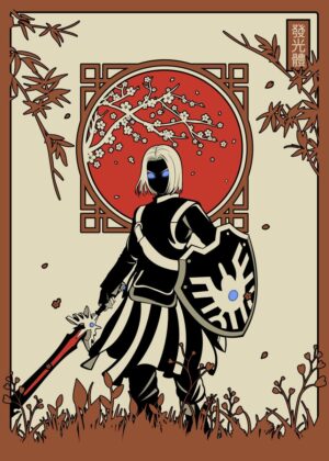 Dragon Quest Luminary in Art Deco Style - Premium Wooden Framed Poster. Ready to Hang.