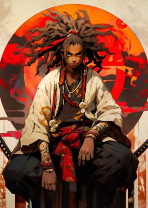 Master of Swords: A Samurai's Resolve - Premium Wooden Framed Poster. Ready to Hang.