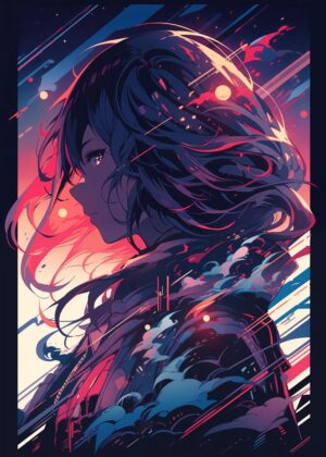 Astral Girl: A Journey Through the Cosmos - Premium Wooden Framed Poster. Ready to Hang.