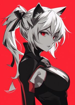 Anime Girl: Red Invitation - Premium Wooden Framed Poster. Ready to Hang.