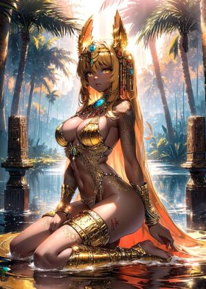 Anime Sexy Cleopatra Art Print - Premium Wooden Framed Poster. Ready to Hang.