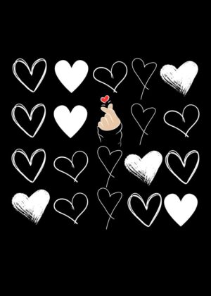 K-Drama Hearts: A Whimsical Celebration of Love - Premium Wooden Framed Poster. Ready to Hang.
