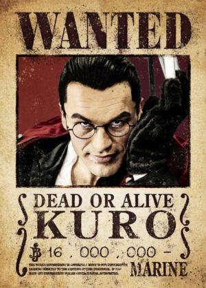 Kuro Wanted: One Piece Inspired Art Print - Premium Wooden Framed Poster. Ready to Hang.