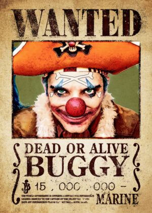 Buggy the Clown Wanted Print - Premium Wooden Framed Poster. Ready to Hang.