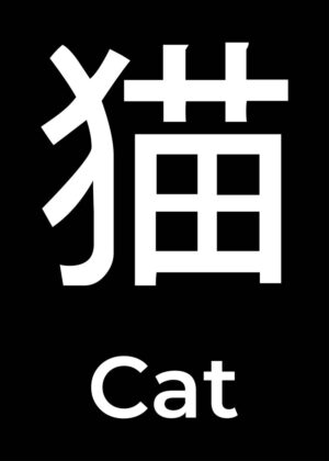 Japanese Cat Character Art Print - Premium Wooden Framed Poster. Ready to Hang.