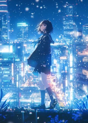 Girl of Serenity: Anime Art Print - Premium Wooden Framed Poster. Ready to Hang.