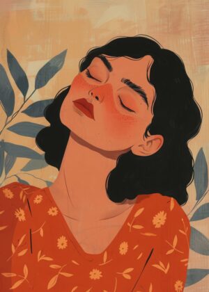 Girl Minimalist Art Print: Serene Beauty - Premium Wooden Framed Poster. Ready to Hang.