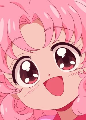 Happy Chibi Anime Girl Art Print - Premium Wooden Framed Poster. Ready to Hang.