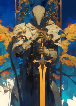 Guardian Angel Blade: Abstract Fantasy Art Print - Premium Wooden Framed Poster. Ready to Hang.