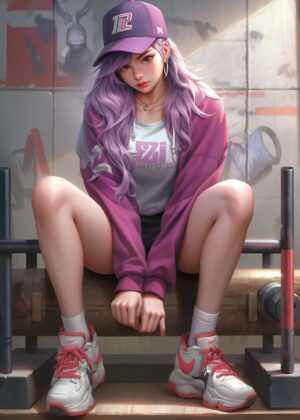 High School Sports Girl: Anime Art Print - Premium Wooden Framed Poster. Ready to Hang.