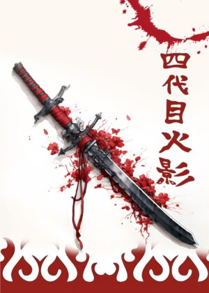 Crimson Sakura: A Breathtaking Fantasy Art Print - Premium Wooden Framed Poster. Ready to Hang.