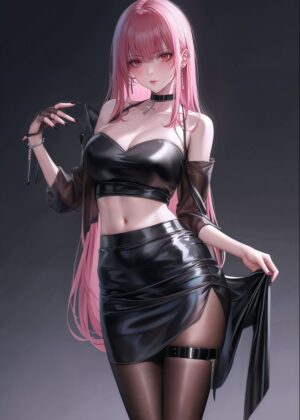 Anime Girl Pink Hair WAIFU Art Print - Premium Wooden Framed Poster. Ready to Hang.