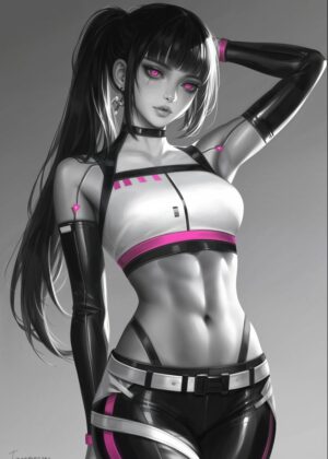 Vampire Anime Girl WAIFU Art Print - Premium Wooden Framed Poster. Ready to Hang.