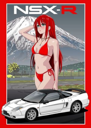 Honda NSX-R Japanese Anime Art Print - Premium Wooden Framed Poster. Ready to Hang.