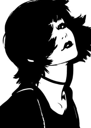 Stylish Girl with Edgy Hair - Premium Wooden Framed Poster. Ready to Hang.