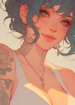 Anime Beauty WAIFU Girl Art Print - Premium Wooden Framed Poster. Ready to Hang.