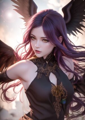 Beautiful Angel Anime Art Print - Premium Wooden Framed Poster. Ready to Hang.