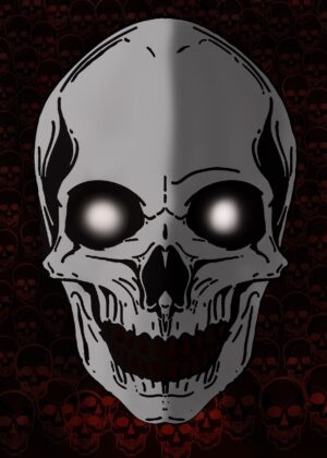 Overlord Skull Art Print: Dark Fantasy and Gothic Decor - Premium Wooden Framed Poster. Ready to Hang.
