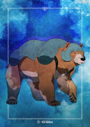 Armored Bear Fantasy Art Print - Premium Wooden Framed Poster. Ready to Hang.