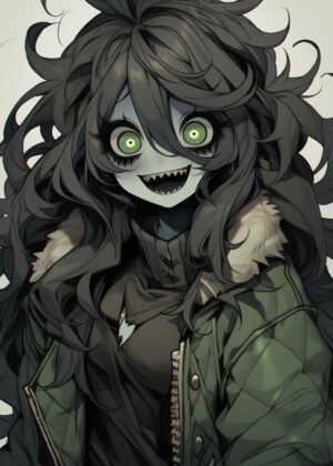 Monster Girl Digital Art Print - Premium Wooden Framed Poster. Ready to Hang.